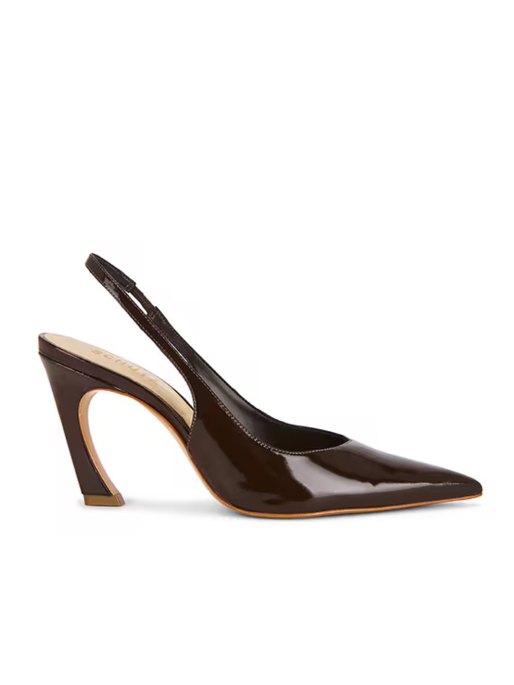 SCHUTZ Lexi Mid Slingbacks Pumps Chestnut Brown Dark Patent shoes Revolve 9.5